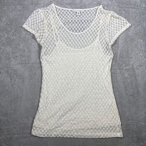 Banana Republic Women's Sheer Short Sleeve Shirt Ivory Size XS